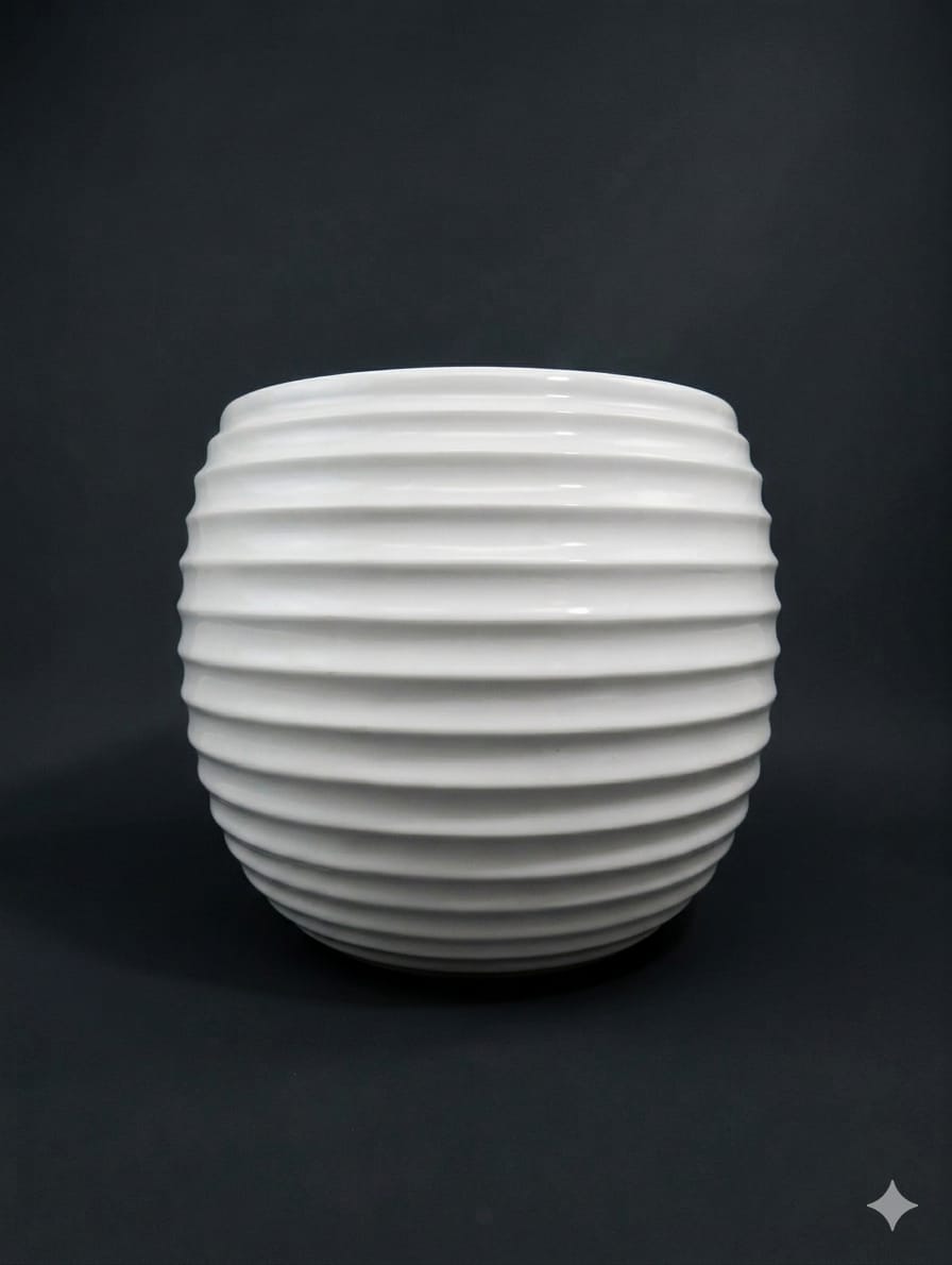 white fibre pot