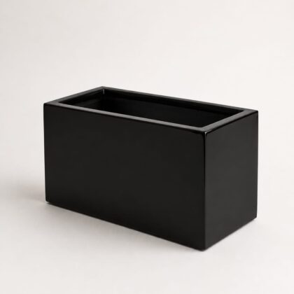 black fibre Pot - Hight:18cm. Wild:18cm. Length:34cm.