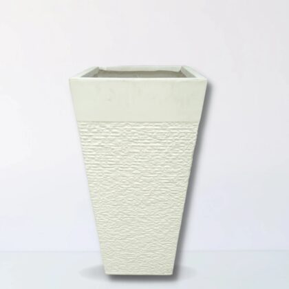 Fiber Clay Pot- White-Frustum